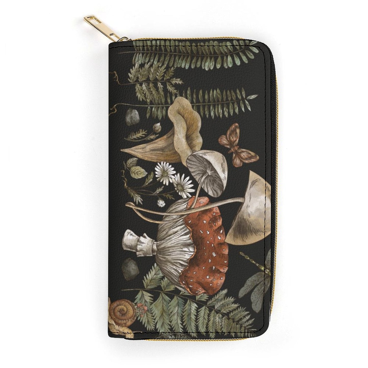 Mushroom Fern Snail Zip Wallet - sense forest