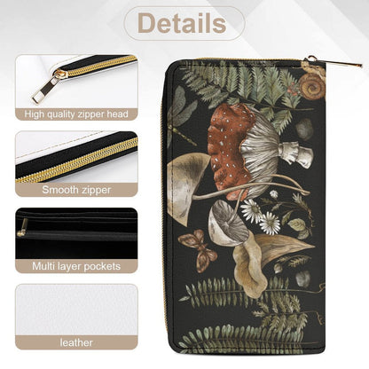Mushroom Fern Snail Zip Wallet - sense forest