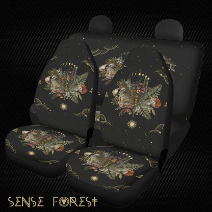 Mushroom forest moon phases dragonfly car seat cover - sense forest