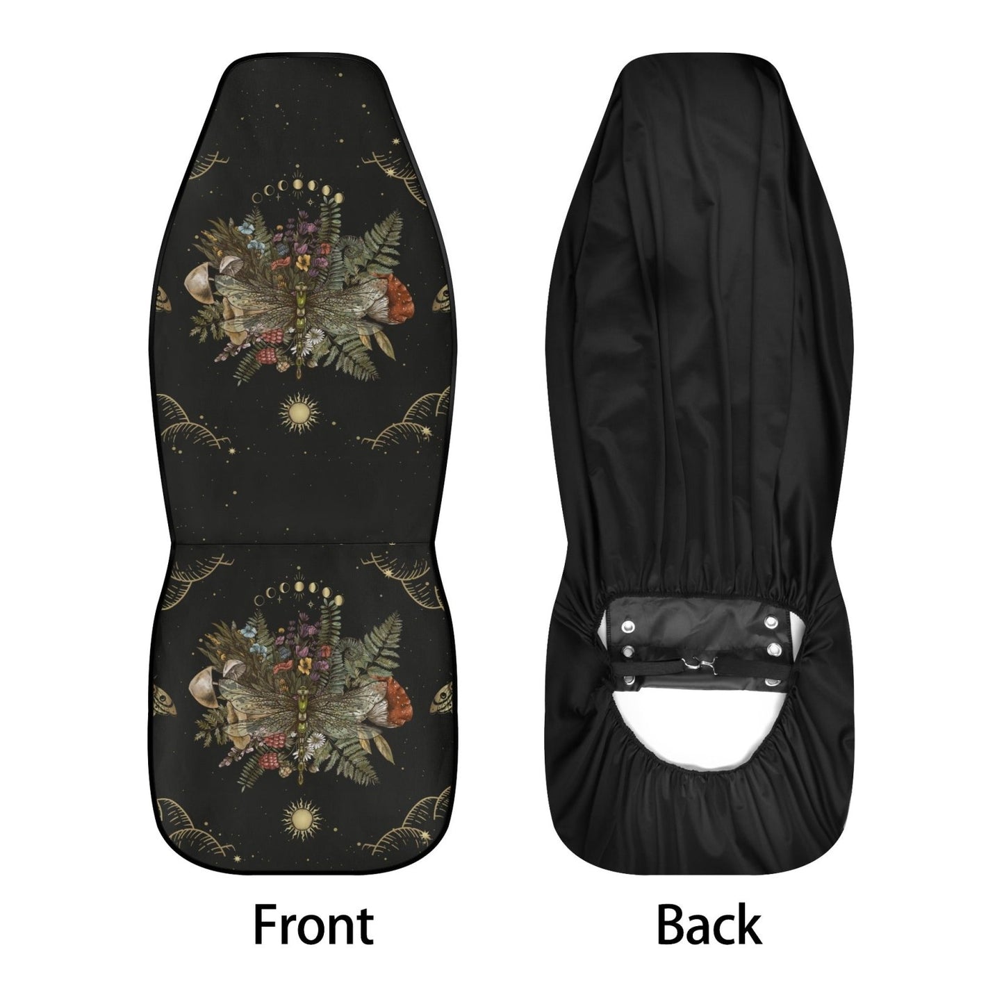 Mushroom forest moon phases dragonfly car seat cover - sense forest