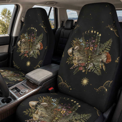 Mushroom forest moon phases dragonfly car seat cover - sense forest