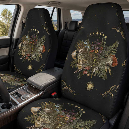 Mushroom forest moon phases dragonfly car seat cover - sense forest
