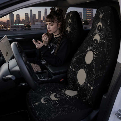 Mystical Moon Phase Car Seat Cover Set - sense forest
