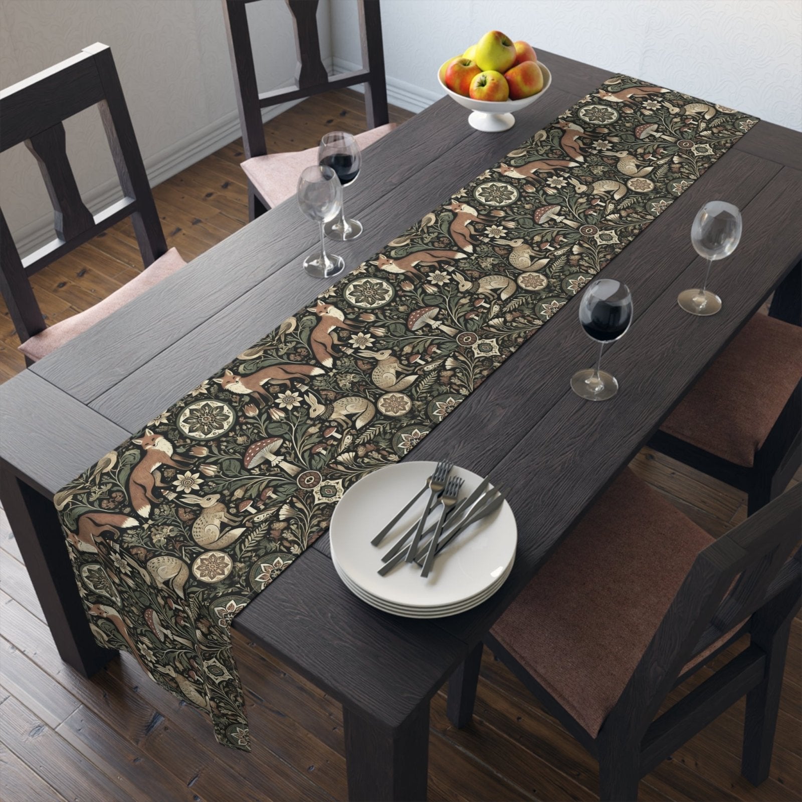 Nordic Woodland forest Pagan Christmas Table Runner - sense forest