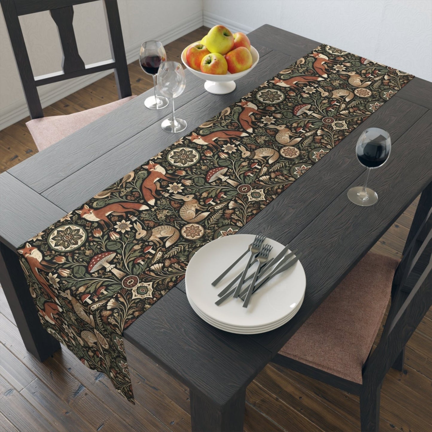Nordic Woodland forest Pagan Christmas Table Runner - sense forest