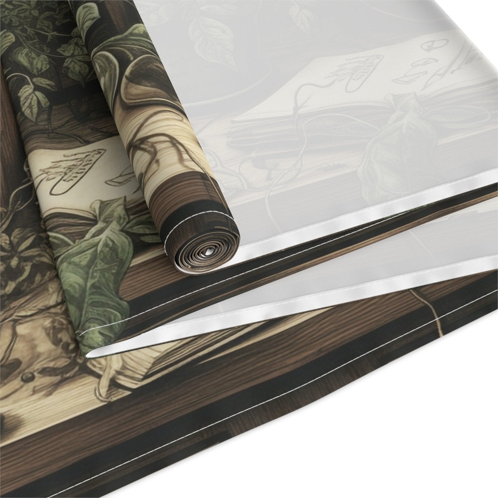 Olive Green Plant lover dinner table runner cloth, Dark academia dinning room home decor, Cottagecore Table Runner housewarming gift - sense forest