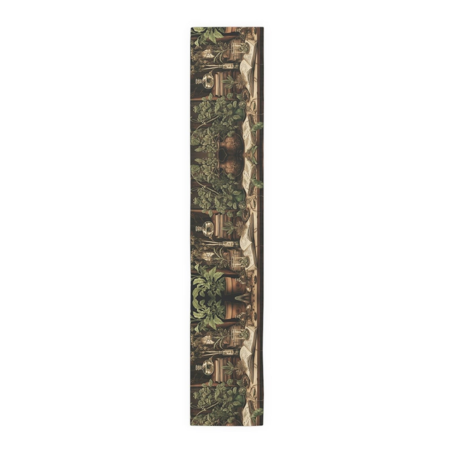 Olive Green Plant lover dinner table runner cloth, Dark academia dinning room home decor, Cottagecore Table Runner housewarming gift - sense forest