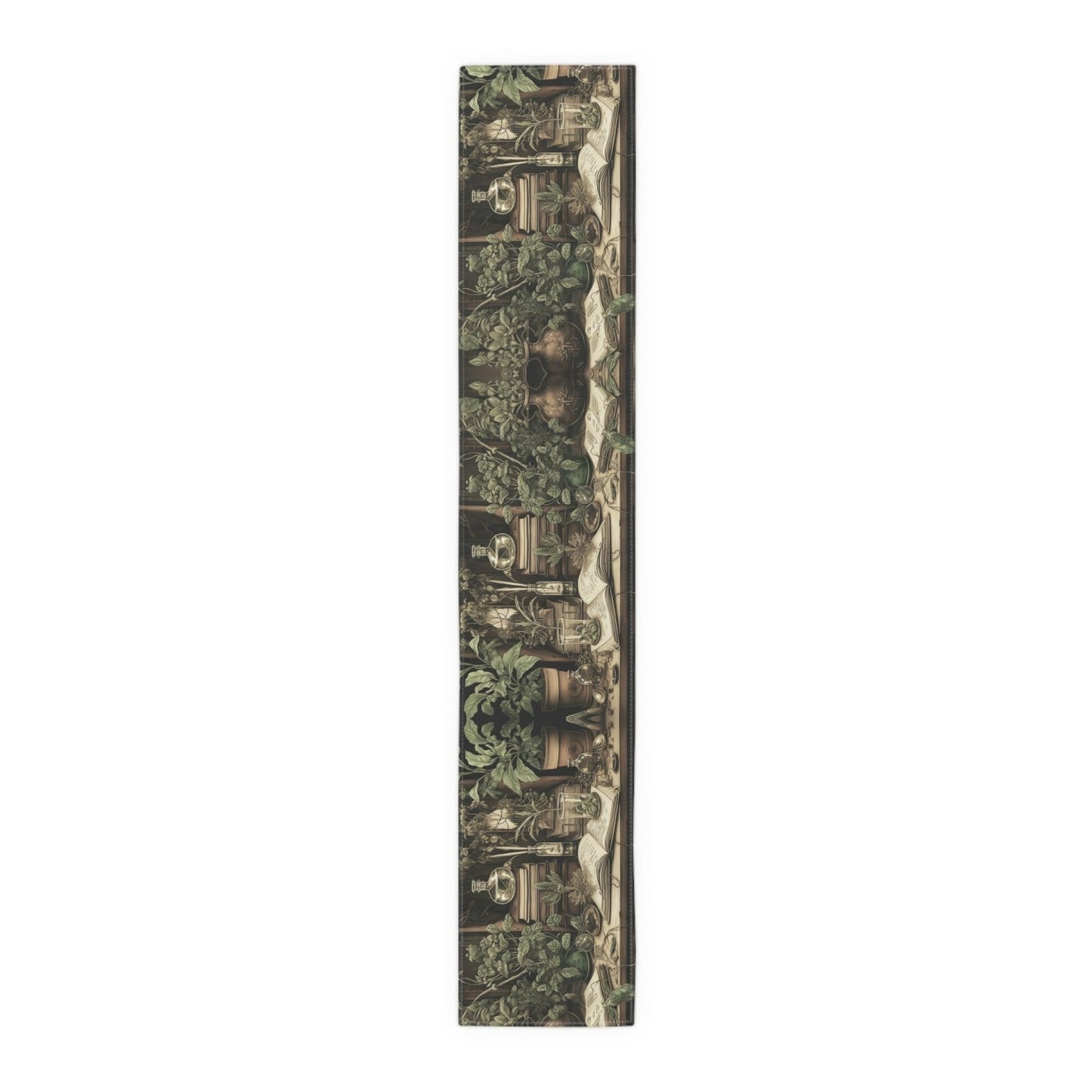 Olive Green Plant lover dinner table runner cloth, Dark academia dinning room home decor, Cottagecore Table Runner housewarming gift - sense forest