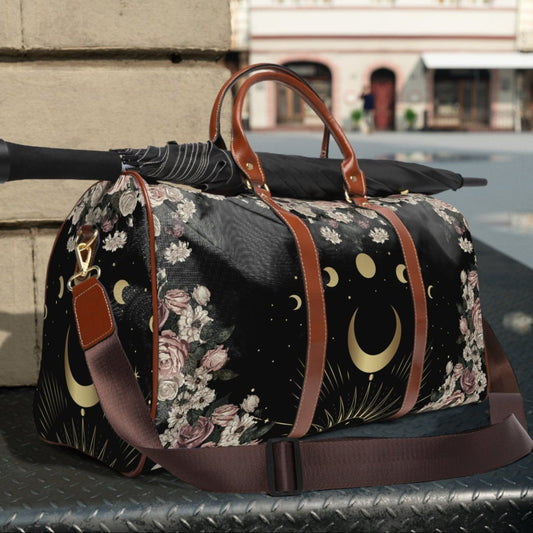 Pale Rose Moon Phase Witchy Travel Duffle Bag | Sense Forest - sense forest