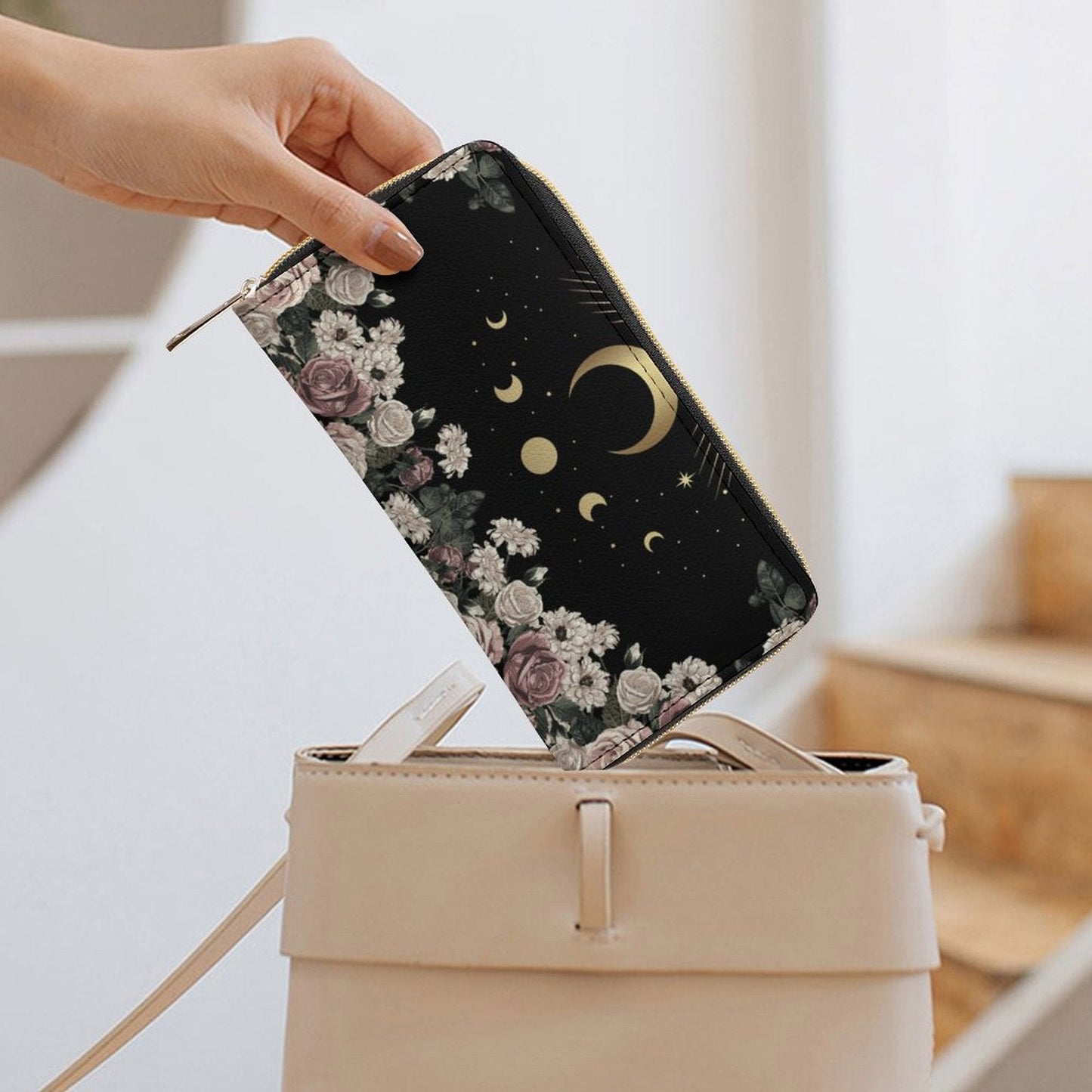 Pale Rose Moon Phase Witchy Wallet - sense forest