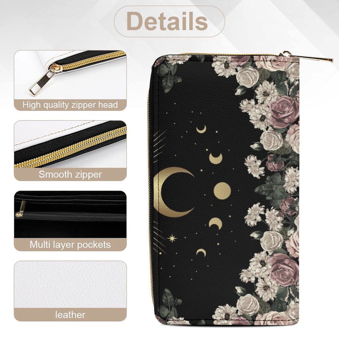 Pale Rose Moon Phase Witchy Wallet - sense forest