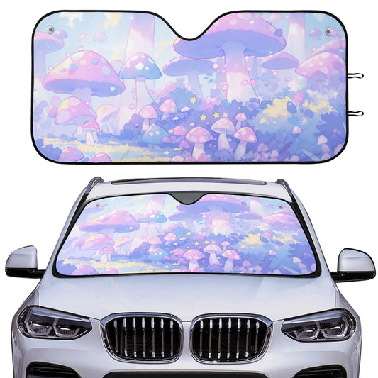 Pastel Mushroom Forest Car Windshield Sun Shade | Sense Forest - sense forest