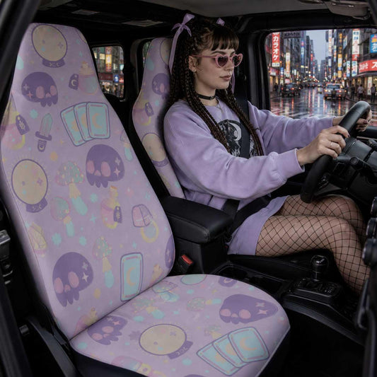 Pastel Purple Cute goth Car Seat Cover Set - sense forest