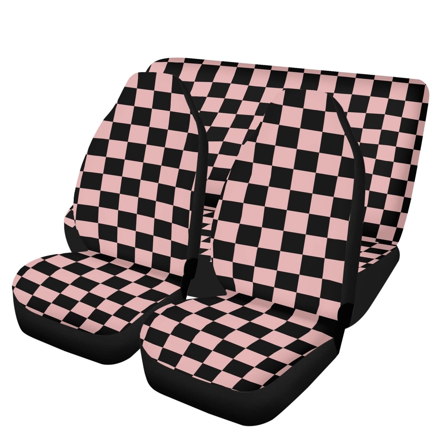 Pink Black Checker Lightweight Car Seat Cover Set | Sense Forest - sense forest