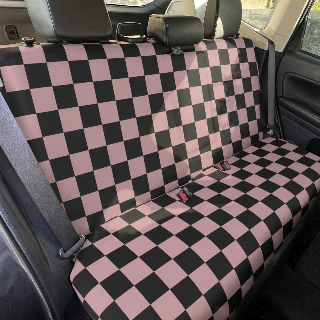 Pink Black Checker Lightweight Car Seat Cover Set | Sense Forest - sense forest