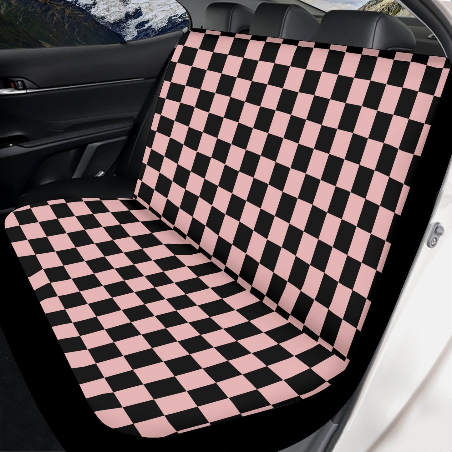 Pink Black Checker Lightweight Car Seat Cover Set | Sense Forest - sense forest