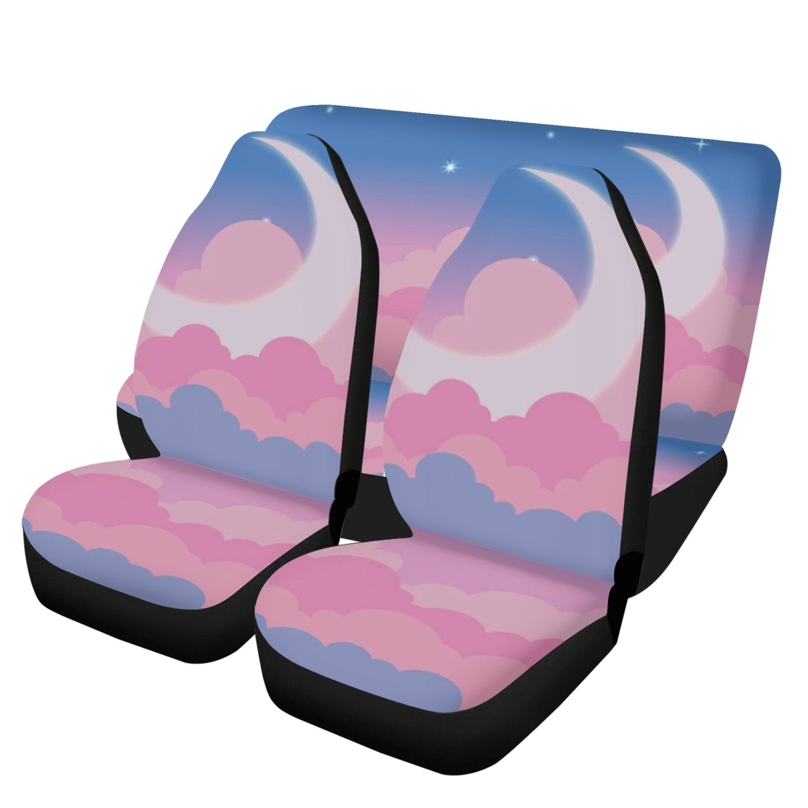 Pink Cloud Big Moon Kawaii Cute Car Seat Covers Set - sense forest