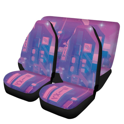 Pink Neon City Car Seat Covers Set - sense forest