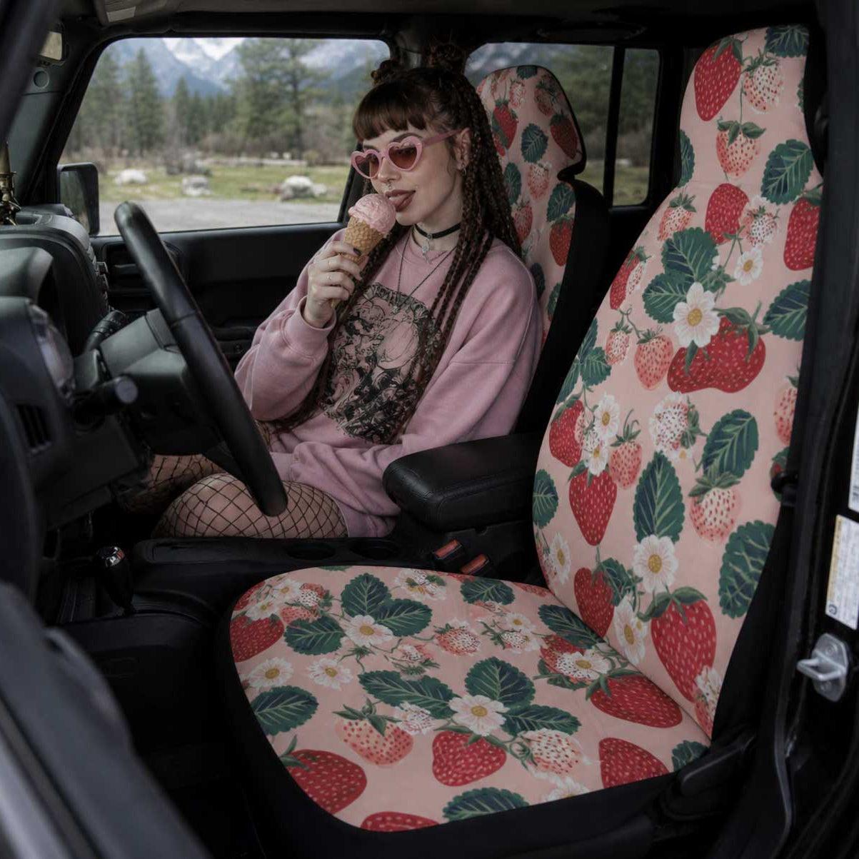 Pink strawberry fune & cute Car Seat Covers full Set