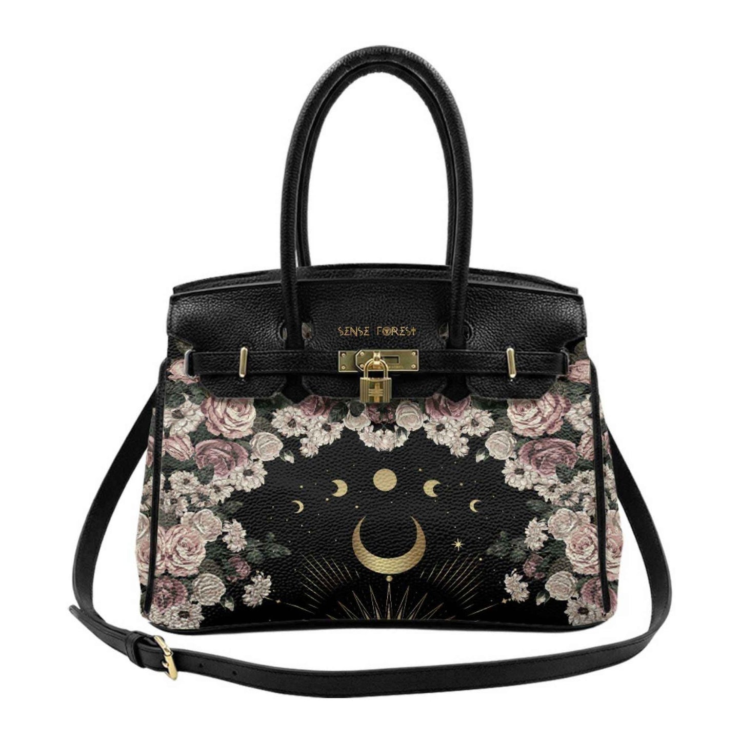 *Pre - Order* Celestial Moon Rose Gothic Vegan Leather Handbag - sense forest