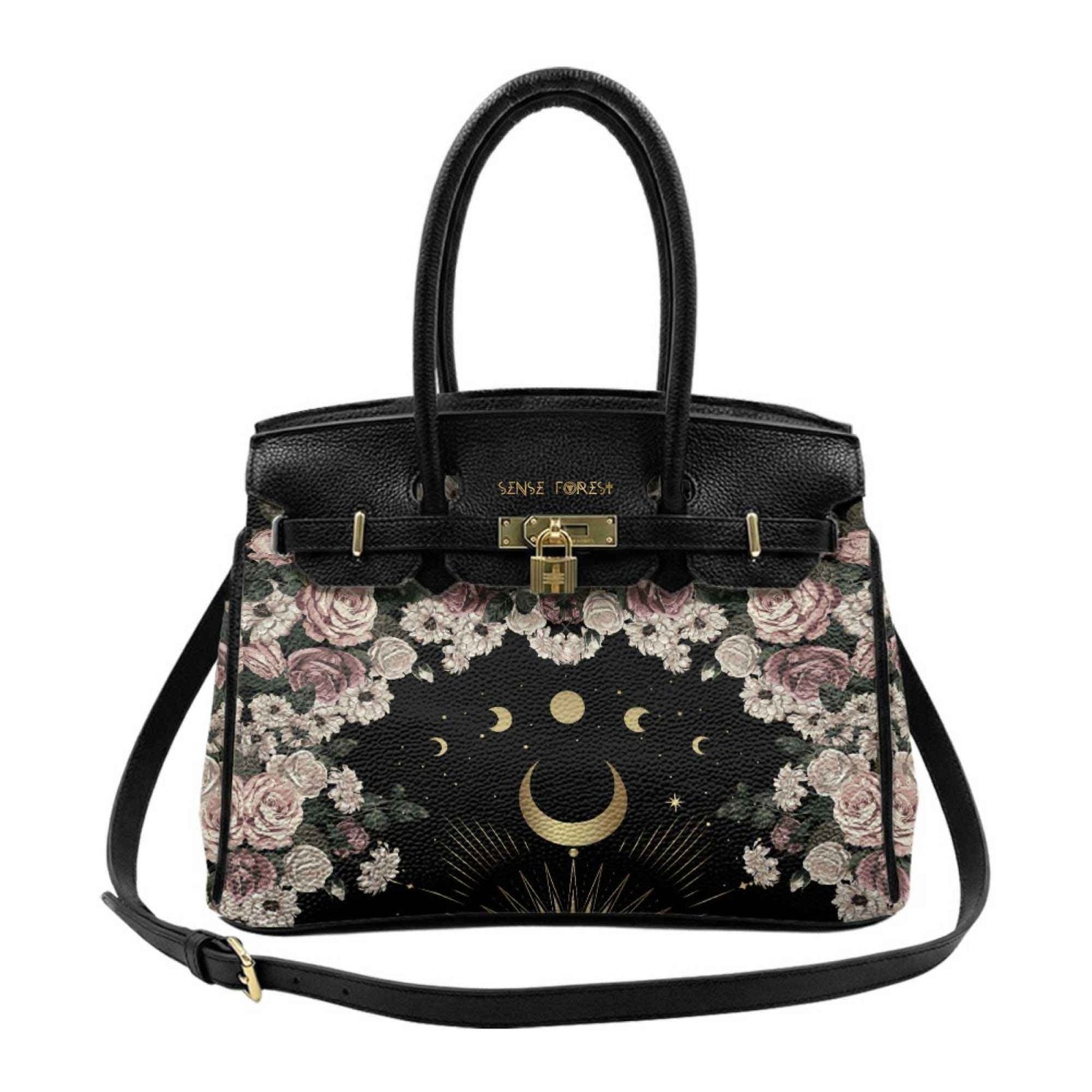 *Pre - Order* Celestial Moon Rose Gothic Vegan Leather Handbag - sense forest