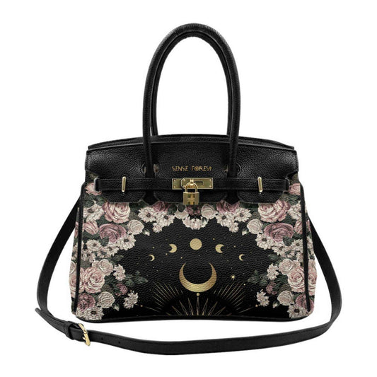 *Pre - Order* Celestial Moon Rose Gothic Vegan Leather Handbag - sense forest