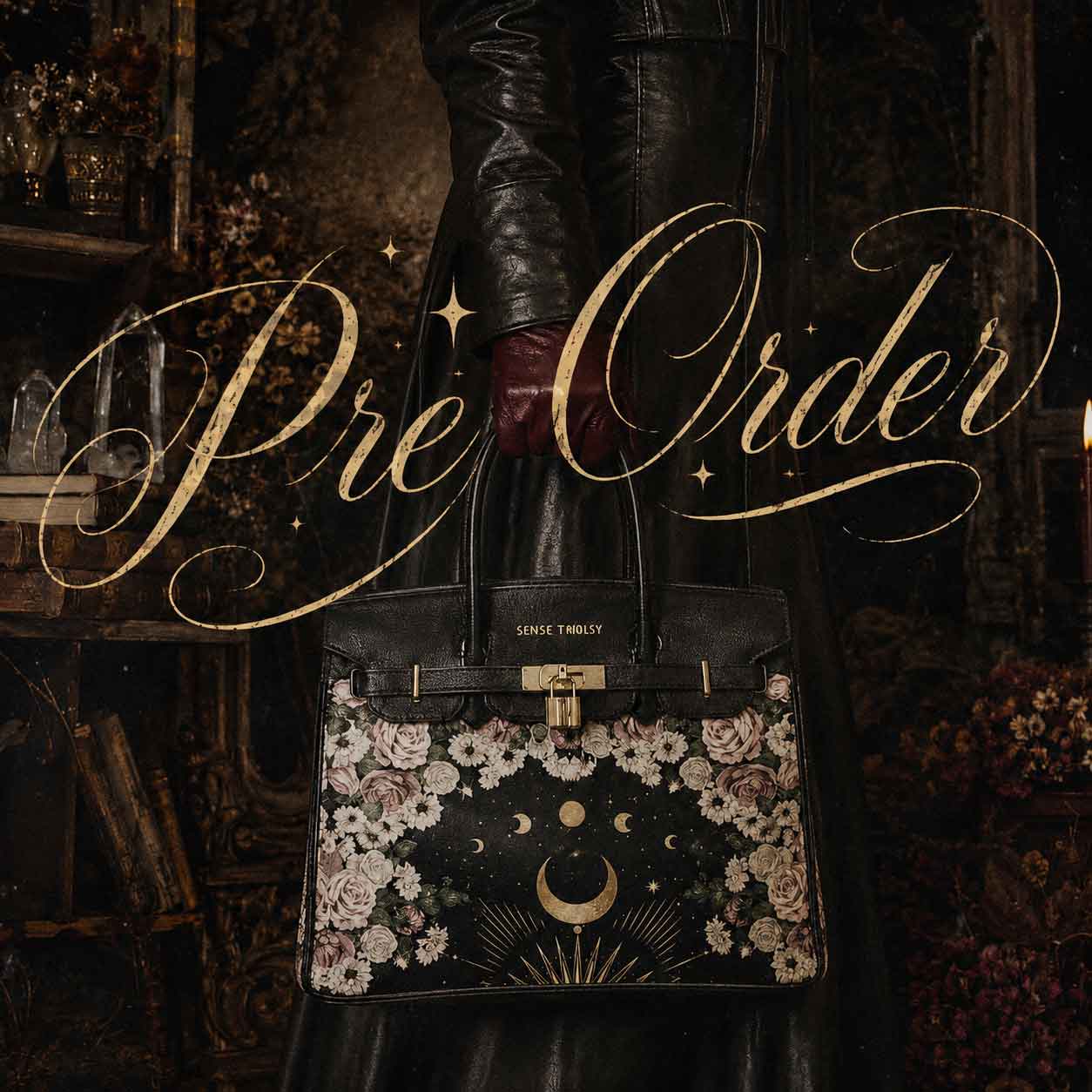 *Pre - Order* Celestial Moon Rose Gothic Vegan Leather Handbag - sense forest