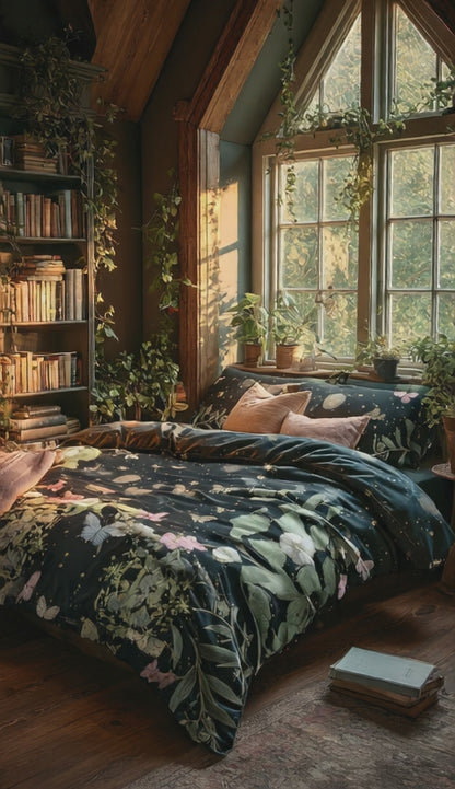 Cottagecore moon butterflies forest 3 Pcs Beddings