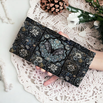 Medieval Goth Stained Glass Bat Trifold Wallet | Sense Forest