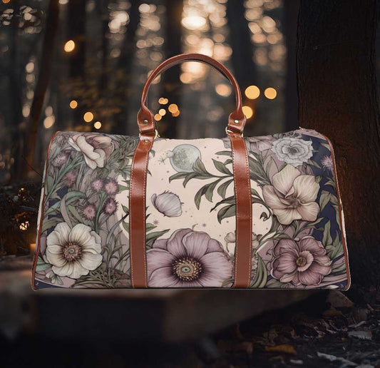 Purple poppies wildflower Cottagecore Travel Duffle Bag | Sense Forest - sense forest