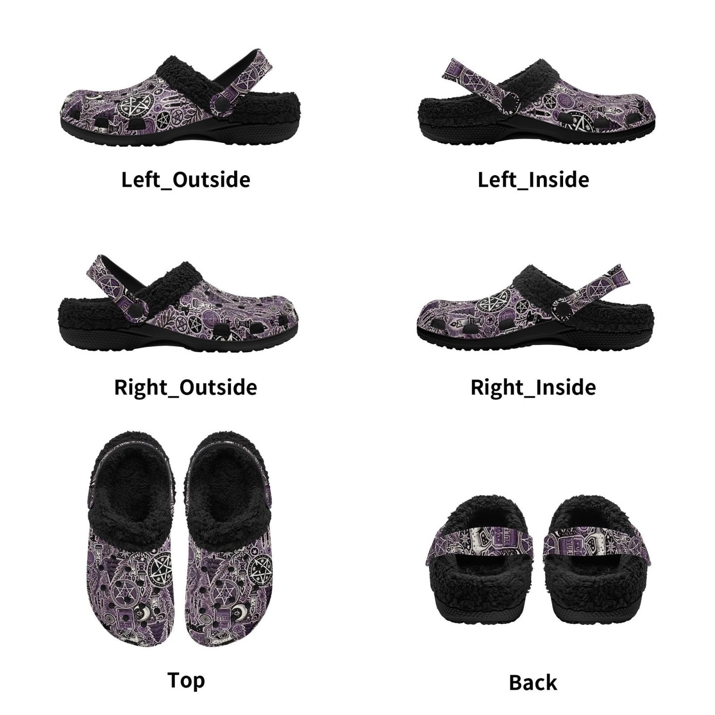 Purple Yule Pagan Christmas Slip On Clogs fur lined home slippers - sense forest