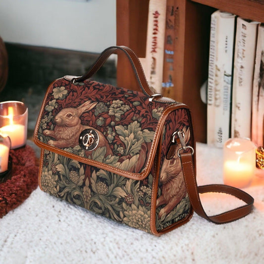Retro Botanical Rabbit Canvas Satchel Bag | Sense Forest - sense forest