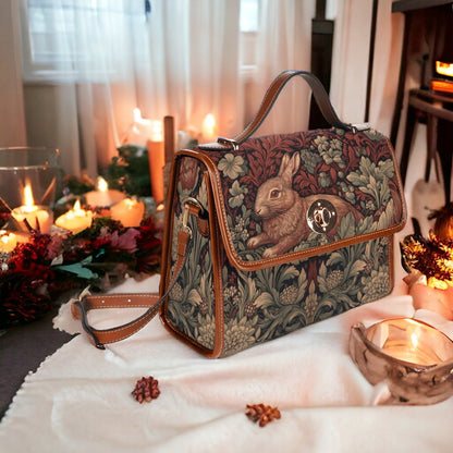 Retro Botanical Rabbit Canvas Satchel Bag | Sense Forest - sense forest