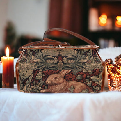 Retro Botanical Rabbit Canvas Satchel Bag | Sense Forest - sense forest