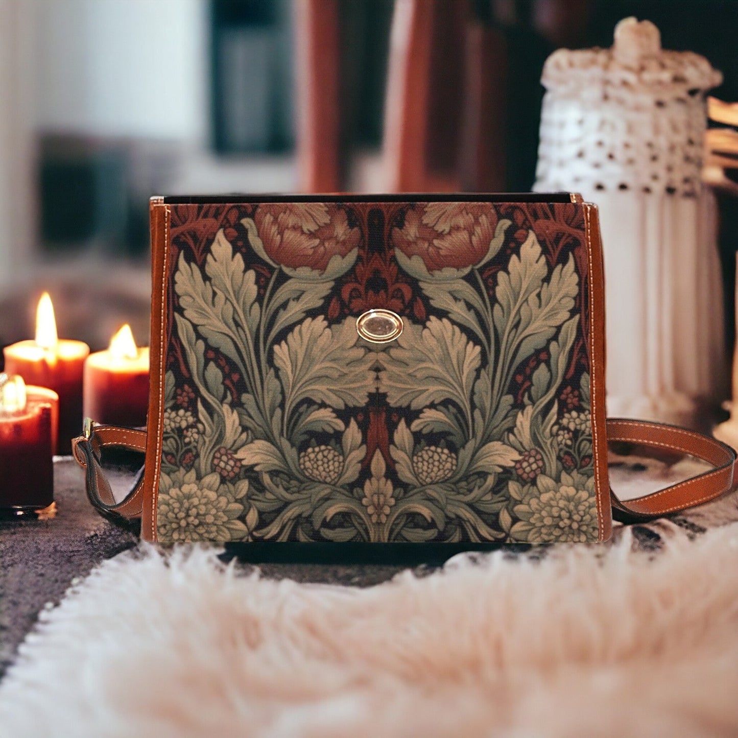 Retro Botanical Rabbit Canvas Satchel Bag | Sense Forest - sense forest
