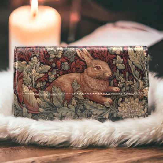 Retro Botanical Rabbit Trifold Wallet | Sense Forest - sense forest