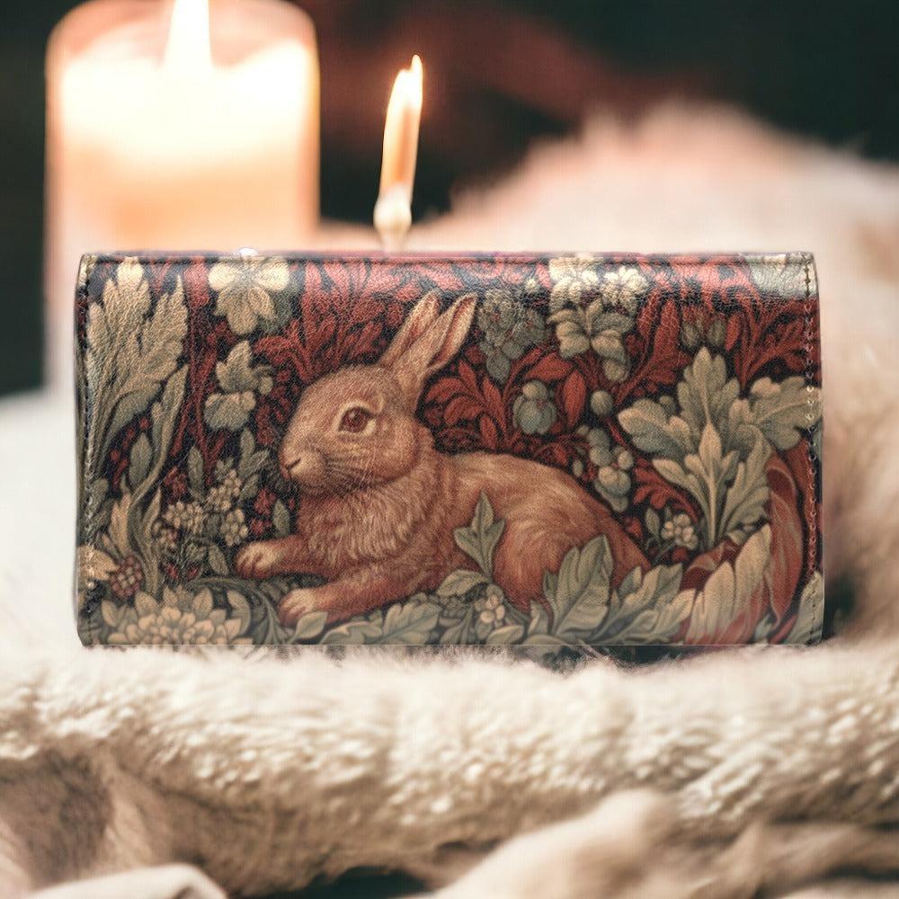 Retro Botanical Rabbit Trifold Wallet | Sense Forest - sense forest