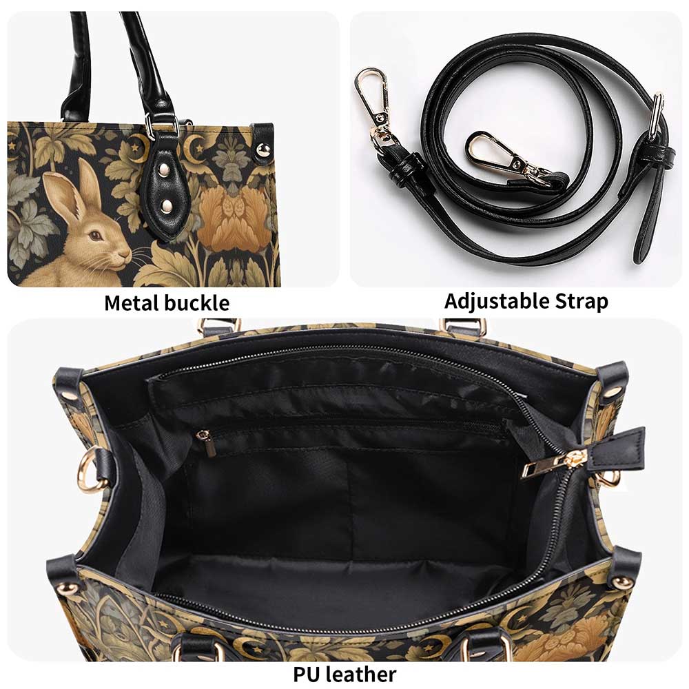 Retro Bunny Rabbit Celestial Mustard Handbag wallet set | Sense Forest - sense forest