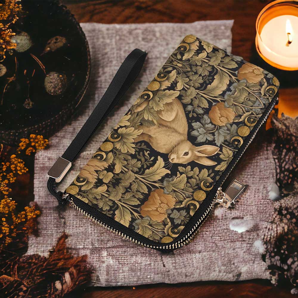 Retro Bunny Rabbit Celestial Mustard Handbag wallet set | Sense Forest - sense forest