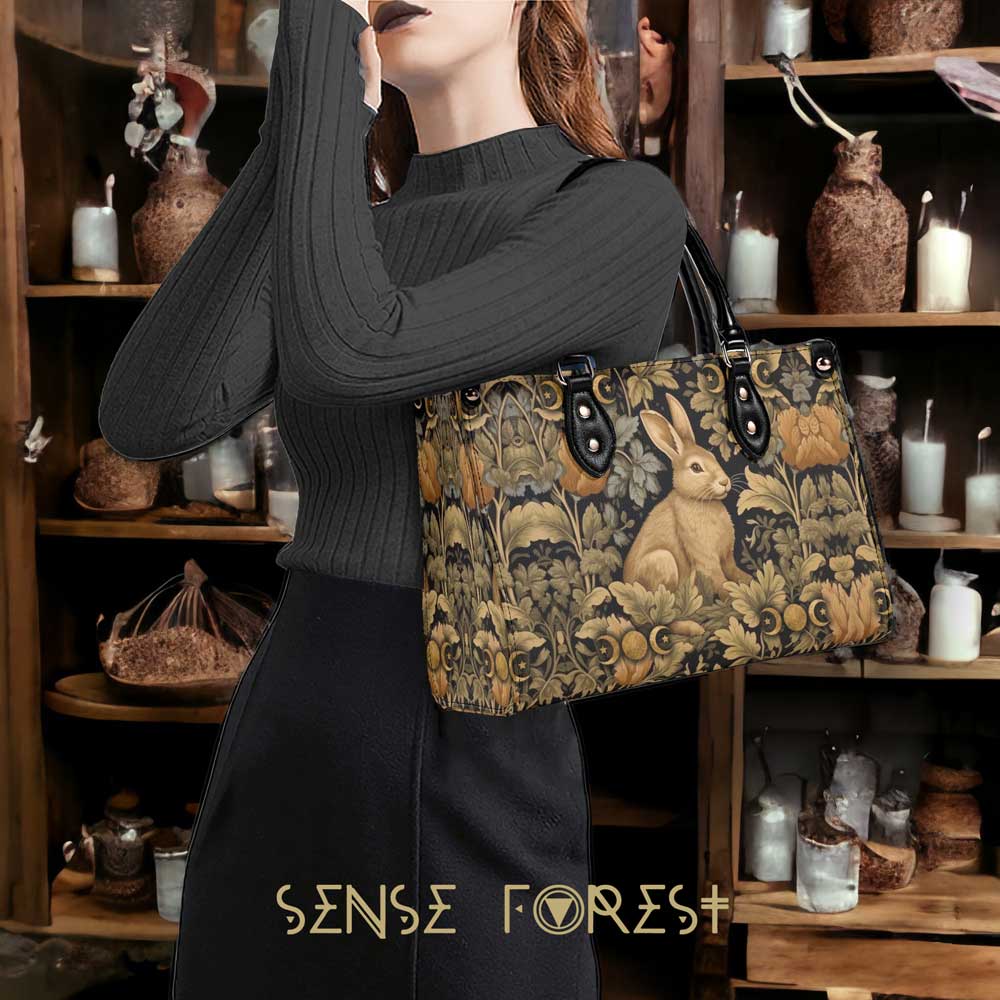 Retro Bunny Rabbit Celestial Mustard Handbag wallet set | Sense Forest - sense forest