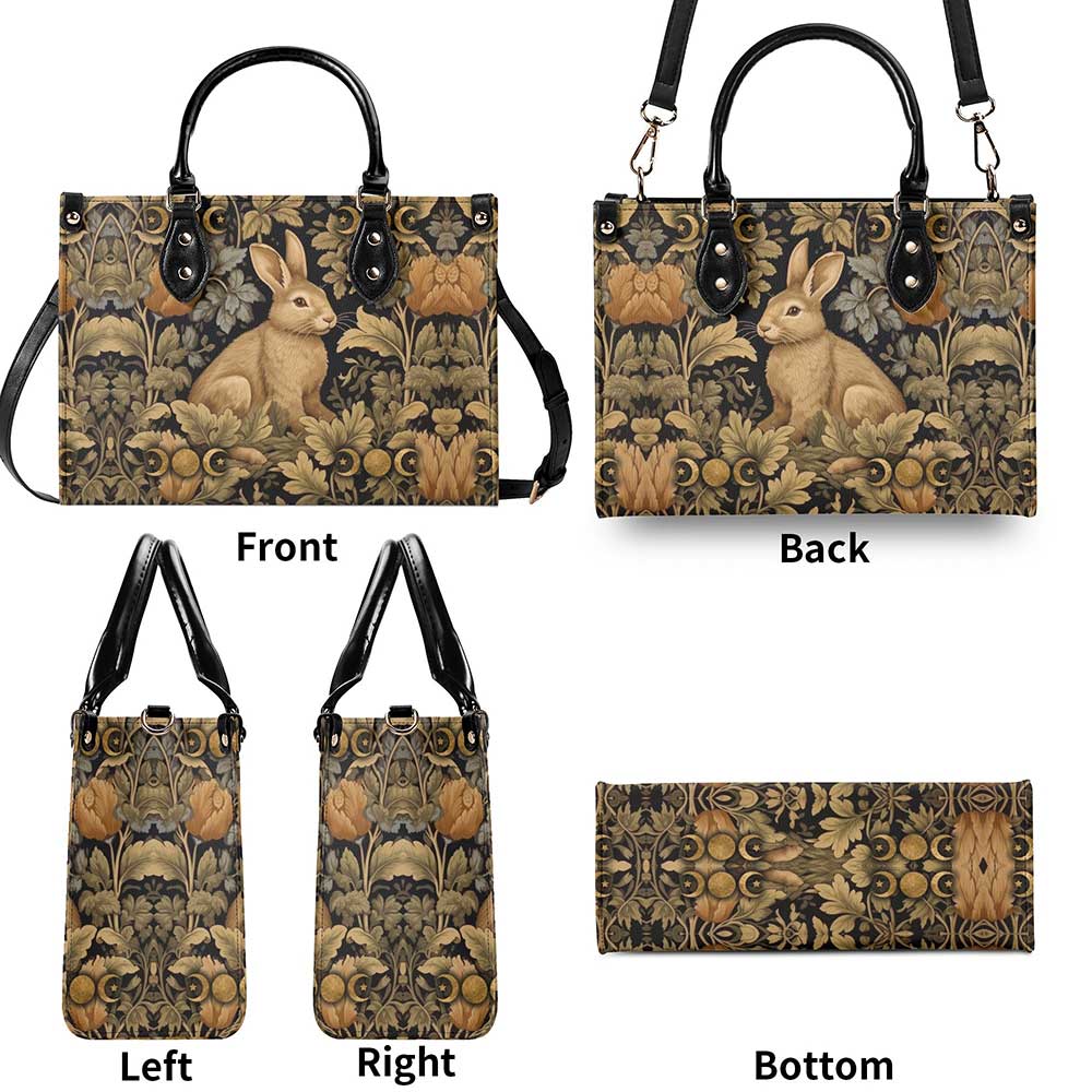 Retro Bunny Rabbit Celestial Mustard Handbag wallet set | Sense Forest - sense forest