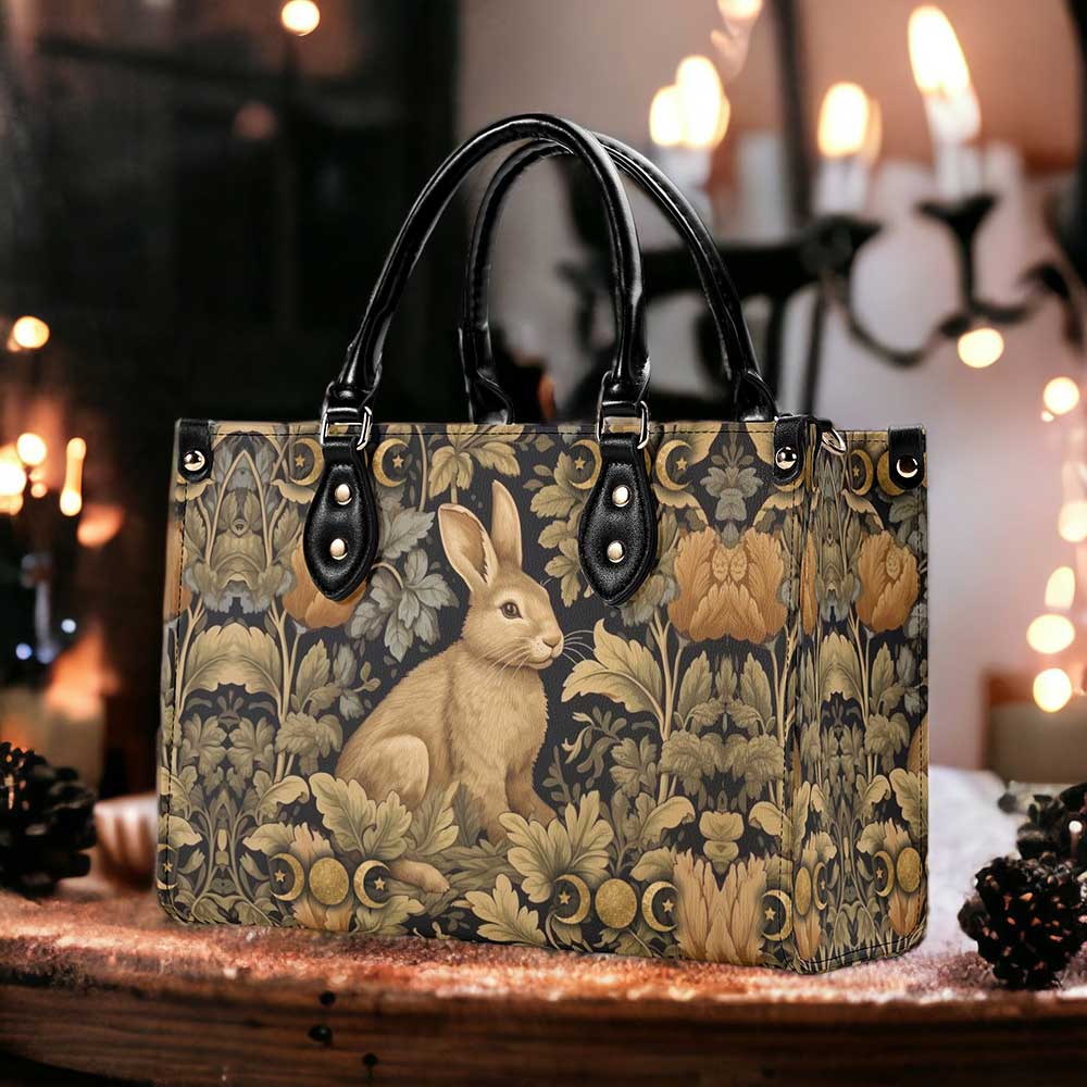 Retro Bunny Rabbit Celestial Mustard Handbag wallet set | Sense Forest - sense forest