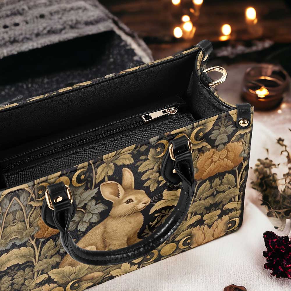 Retro Bunny Rabbit Celestial Mustard Handbag wallet set | Sense Forest - sense forest
