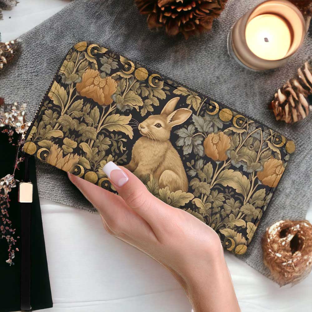 Retro Bunny Rabbit Celestial Mustard Handbag wallet set | Sense Forest - sense forest