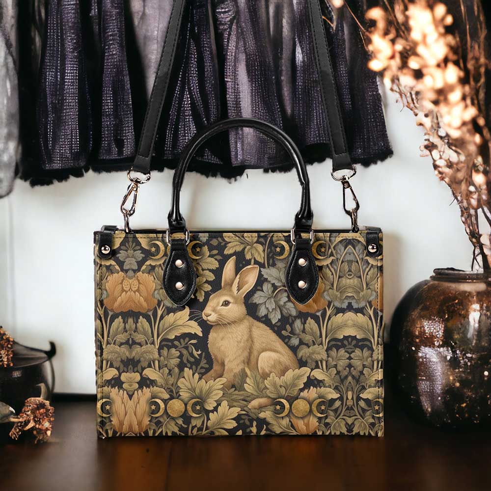 Retro Bunny Rabbit Celestial Mustard Handbag wallet set | Sense Forest - sense forest