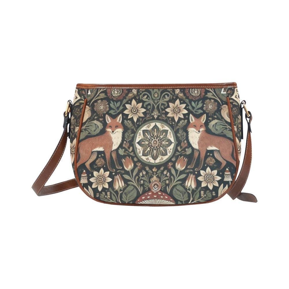 Retro Forest Animal Fox mushroom canvas saddle bag - sense forest