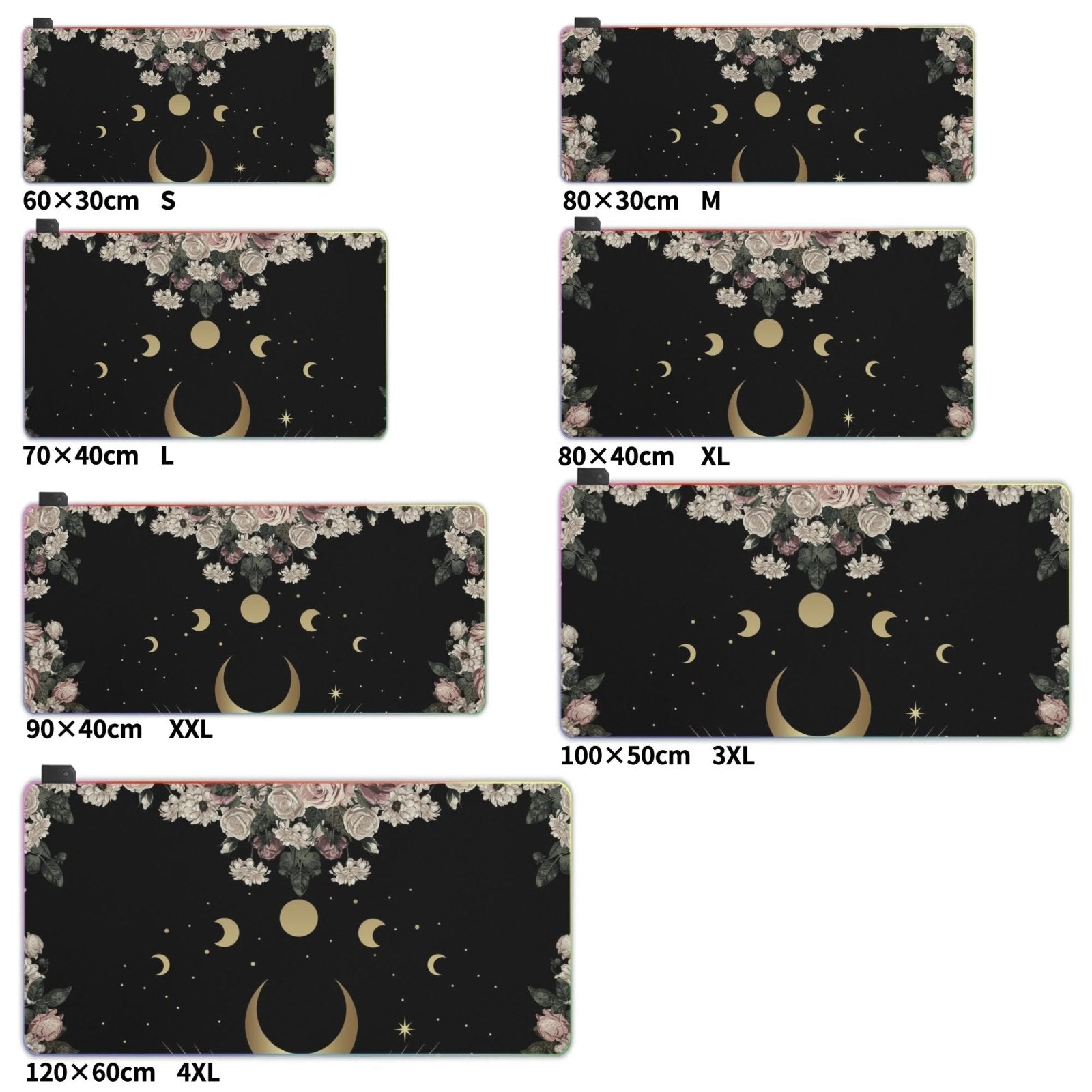 Rose Moon Witchy Style RGB Mouse Pad - Waterproof & Easy to Clean for Gamers - sense forest