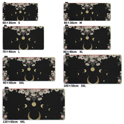 Rose Moon Witchy Style RGB Mouse Pad - Waterproof & Easy to Clean for Gamers - sense forest