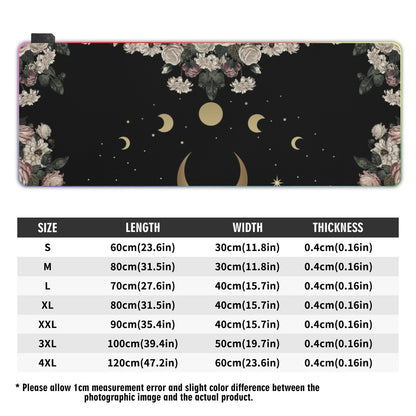 Rose Moon Witchy Style RGB Mouse Pad - Waterproof & Easy to Clean for Gamers - sense forest