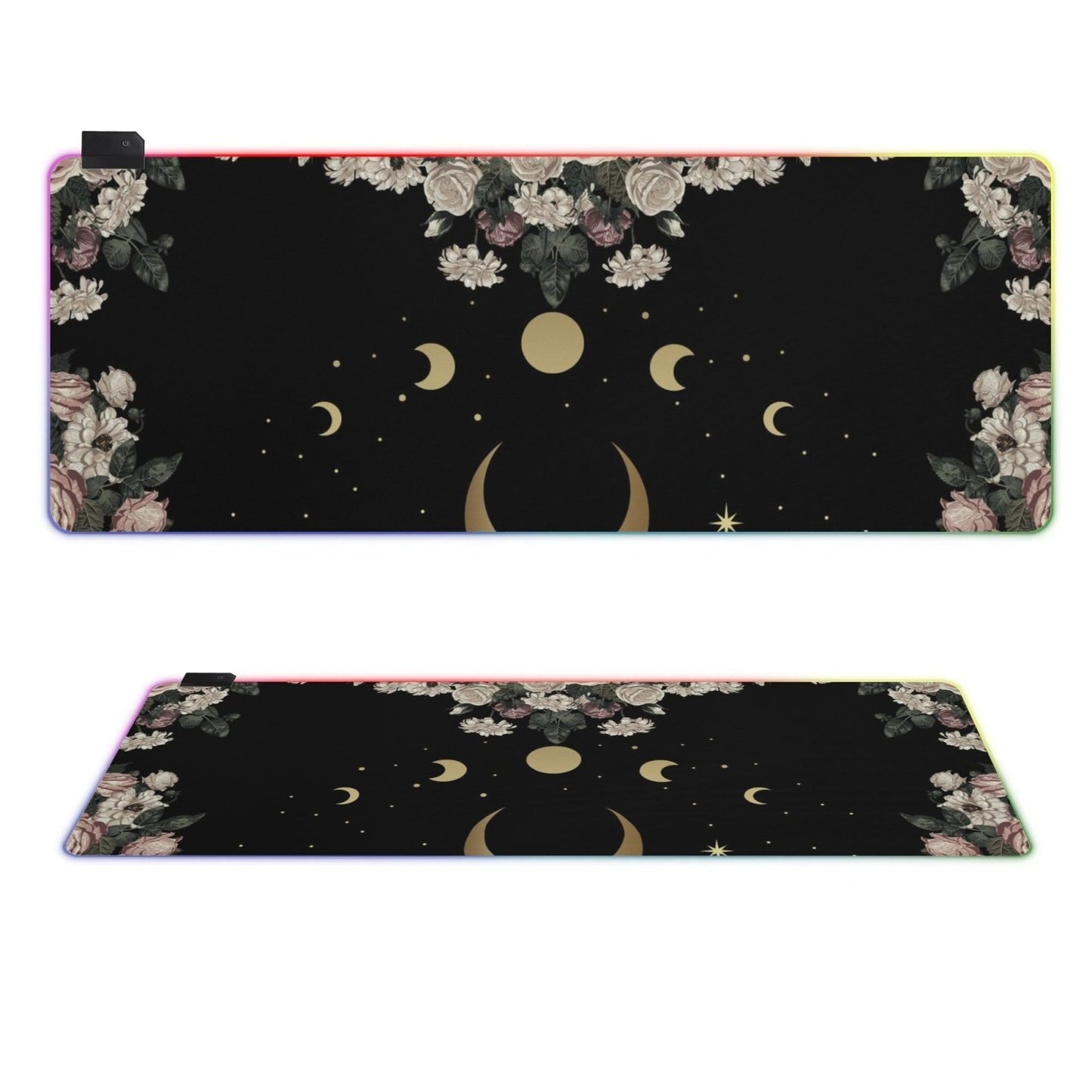 Rose Moon Witchy Style RGB Mouse Pad - Waterproof & Easy to Clean for Gamers - sense forest